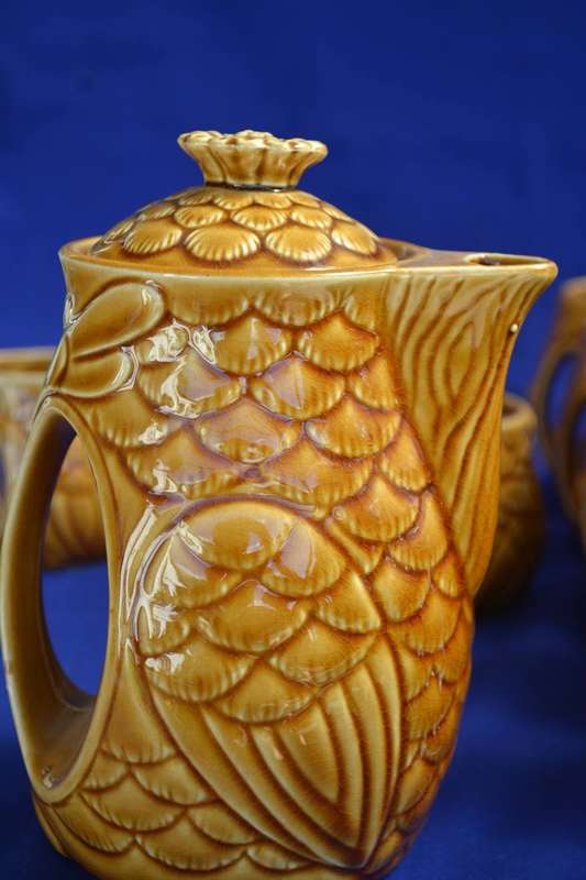 Retro "Owl" Design Coffee Set 15 Pieces - Japan c1970's