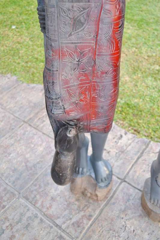 Large Maasai Woman  and Warrior - Morans - Heavy Black Hardwood Carvings c1970's