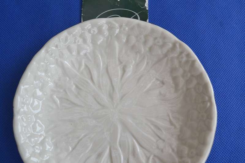 Belleek Ireland- Small White Embossed Pattern Plate