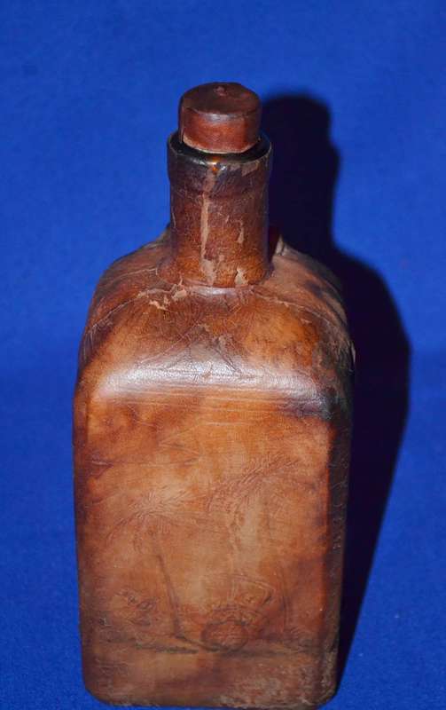 True Vintage Leather wrapped Glass Bottle