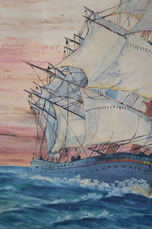 Original Painting on Board - Tall Ship - Signed
