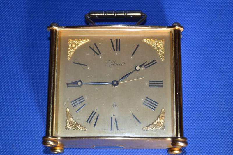 Helweco Vintage Swiss Made Brass Carriage Clock