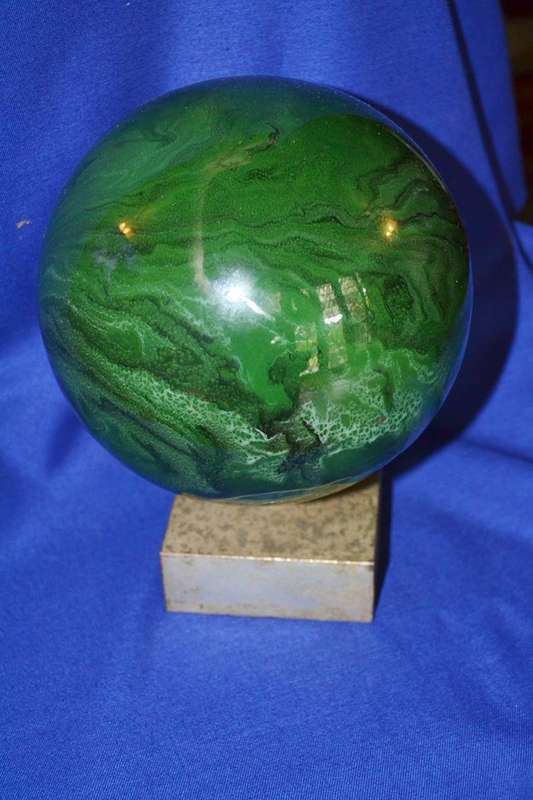 Vintage Green Sphere / Orb on stand