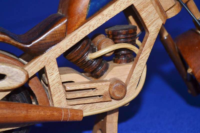 Wooden Model of a Vintage Classic Harley Davidson