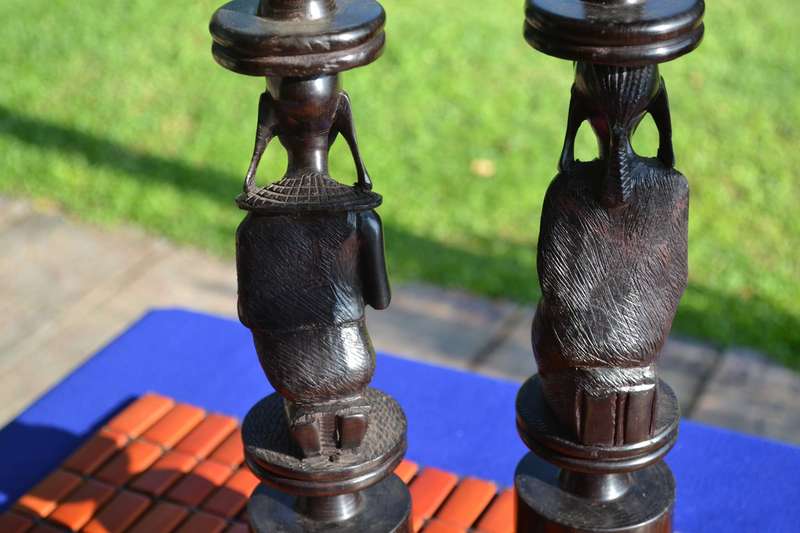 Tanzanian Hard Wood Tribal Woman Large / Heavy Candle Holders