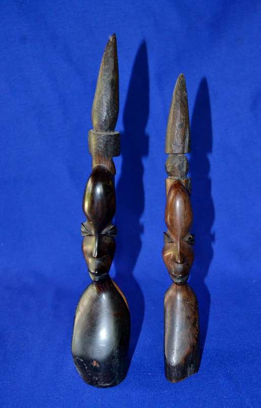 Carved Wooden African busts