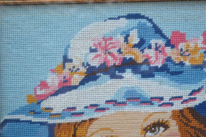 Vintage Tapestry Framed behind Glass