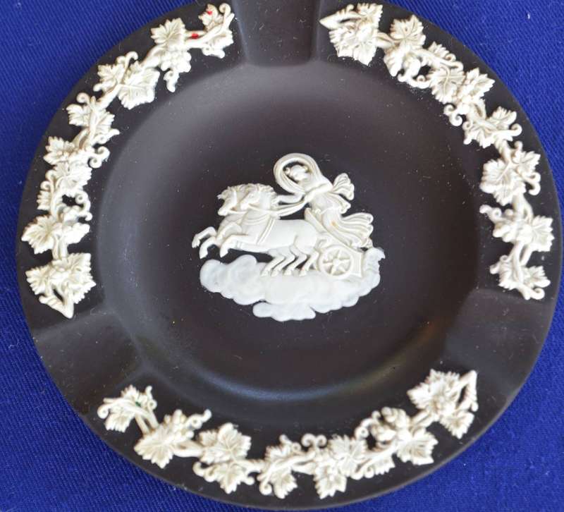 Vintage Jasperware White on Black "Aurora" Ashtray c1970