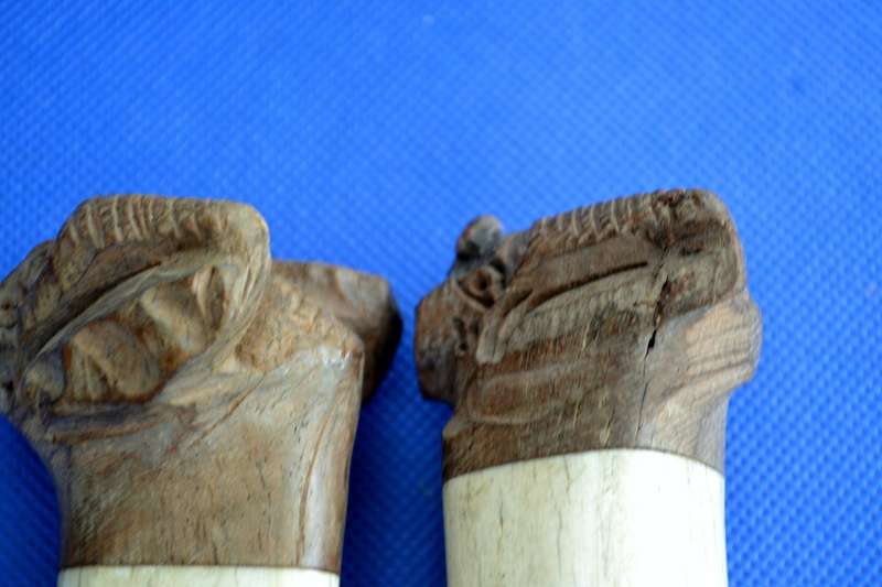 Studio Pottery Cruet Set and Bone Salt and Pepper Shakers