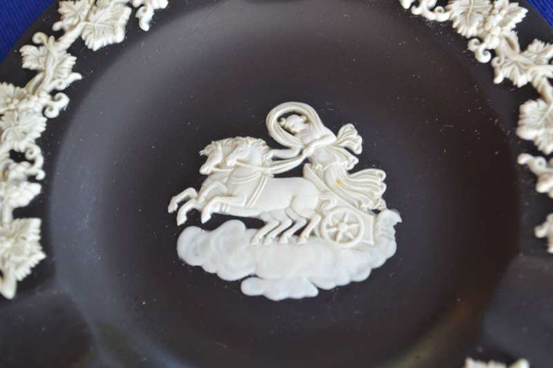 Vintage Jasperware White on Black "Aurora" Ashtray c1970