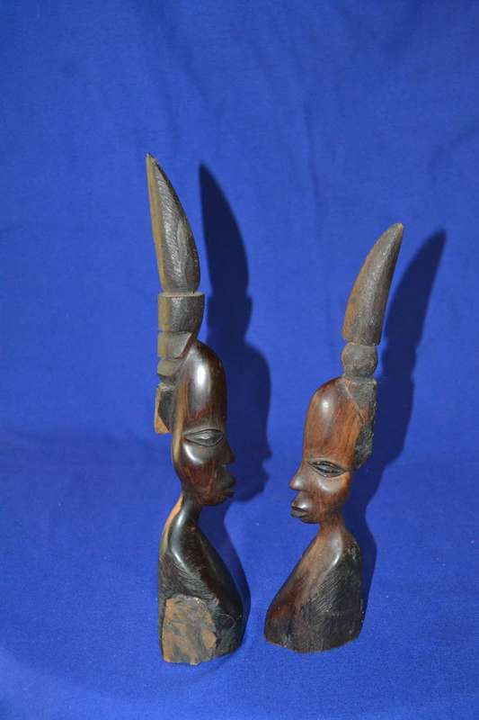Carved Wooden African busts