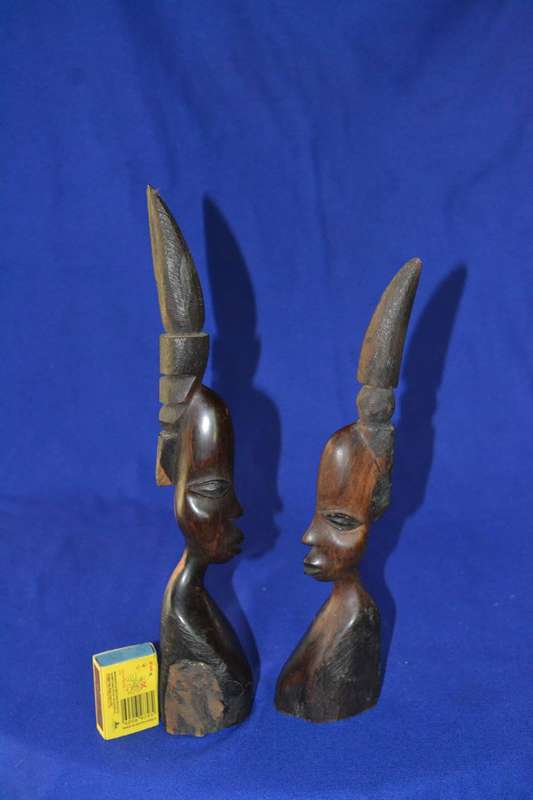 Carved Wooden African busts