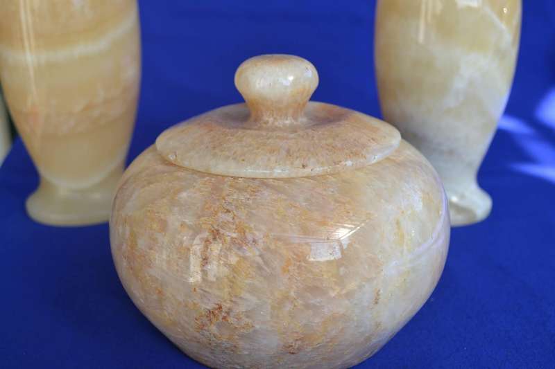 Vintage Three Piece Onyx Jar Set
