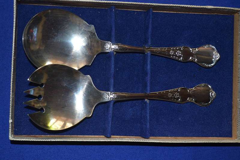 Vintage RODD 2 Piece Silver Plate  Salad Serving Set