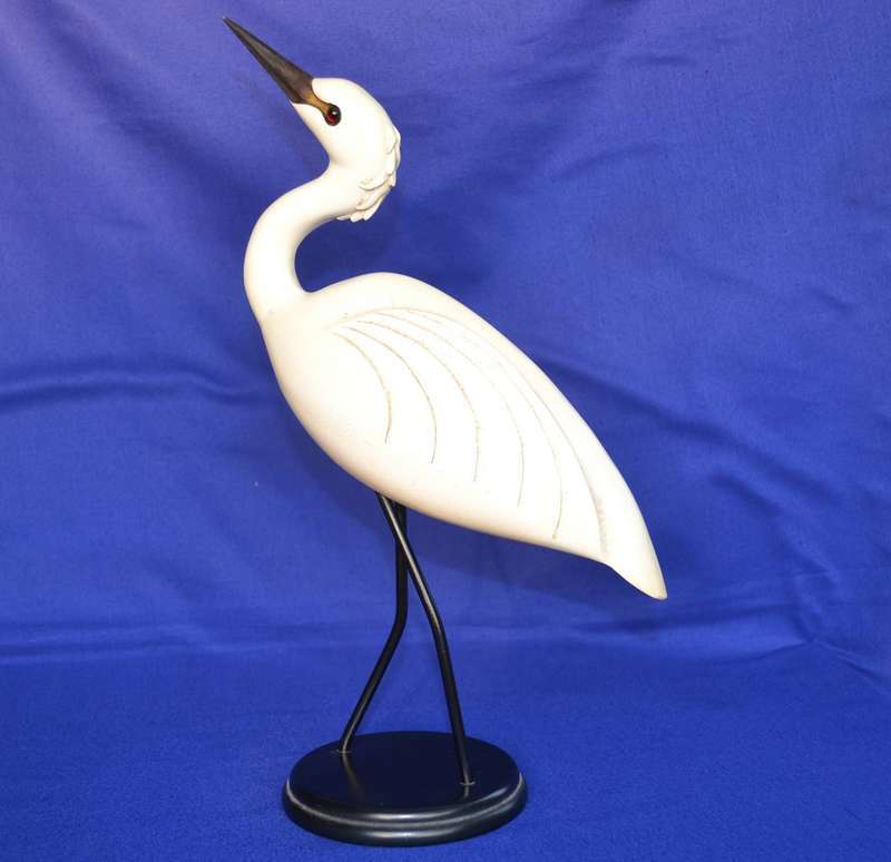 Knysna Feathers Fossils Hand Carved and Hand Painted  Little Egret