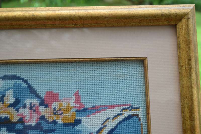 Vintage Tapestry Framed behind Glass