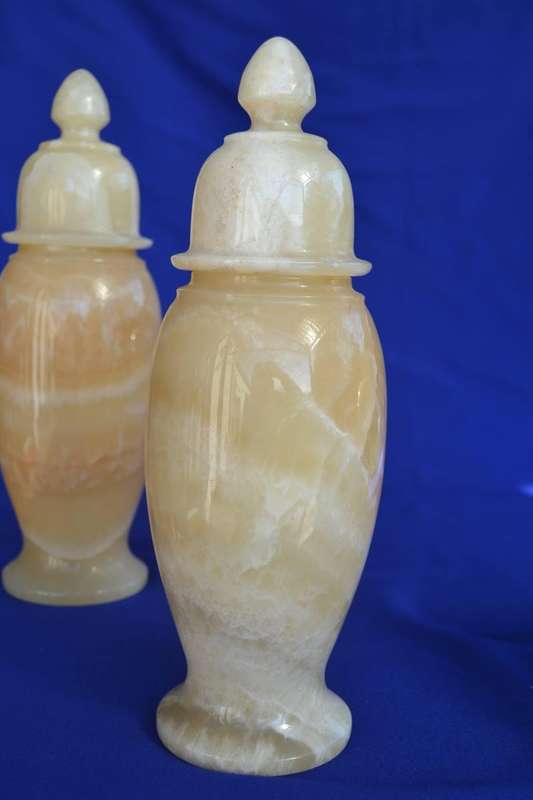 Vintage Three Piece Onyx Jar Set