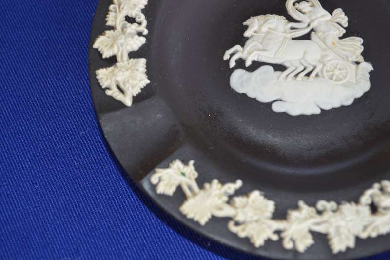 Vintage Jasperware White on Black "Aurora" Ashtray c1970