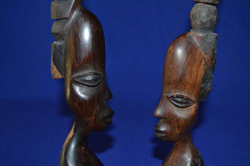 Carved Wooden African busts