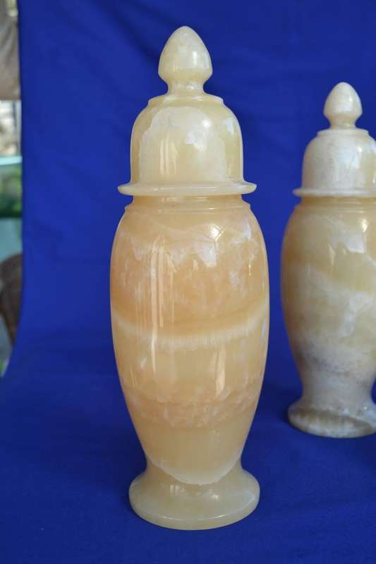 Vintage Three Piece Onyx Jar Set
