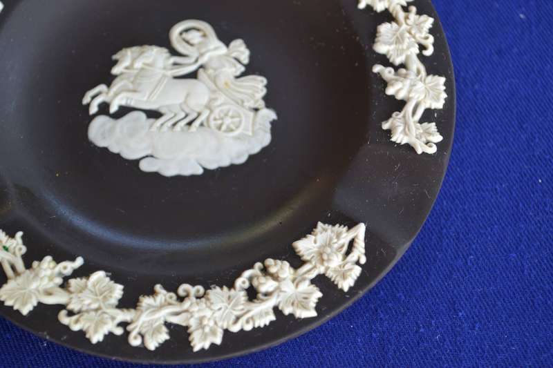 Vintage Jasperware White on Black "Aurora" Ashtray c1970