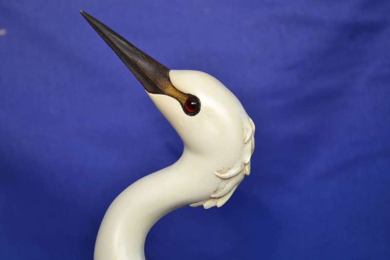 Knysna Feathers Fossils Hand Carved and Hand Painted  Little Egret