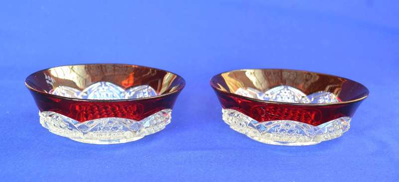 EAPG Antique Ruby Stain Pressed Glass Bowls x 2
