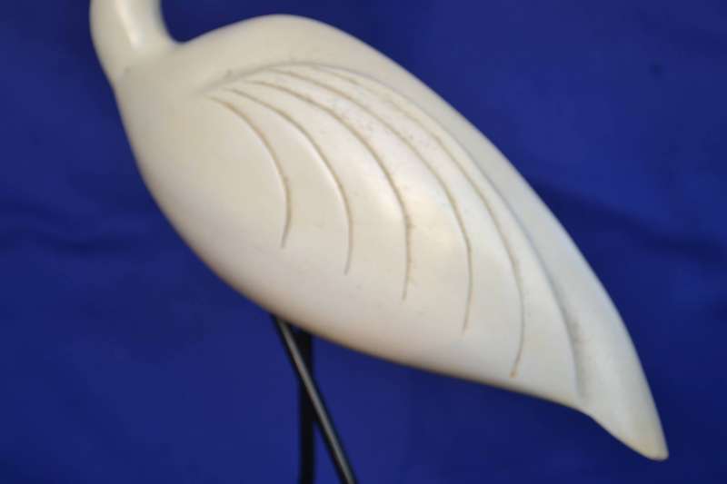 Knysna Feathers Fossils Hand Carved and Hand Painted  Little Egret