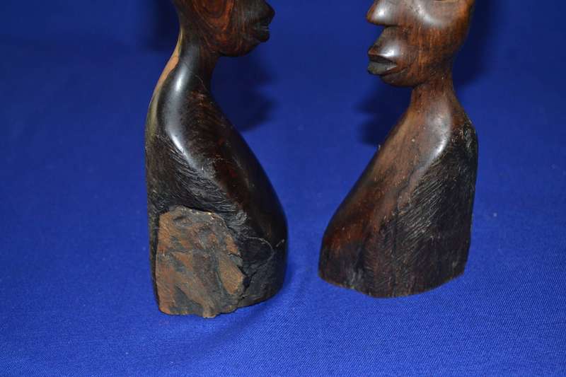 Carved Wooden African busts