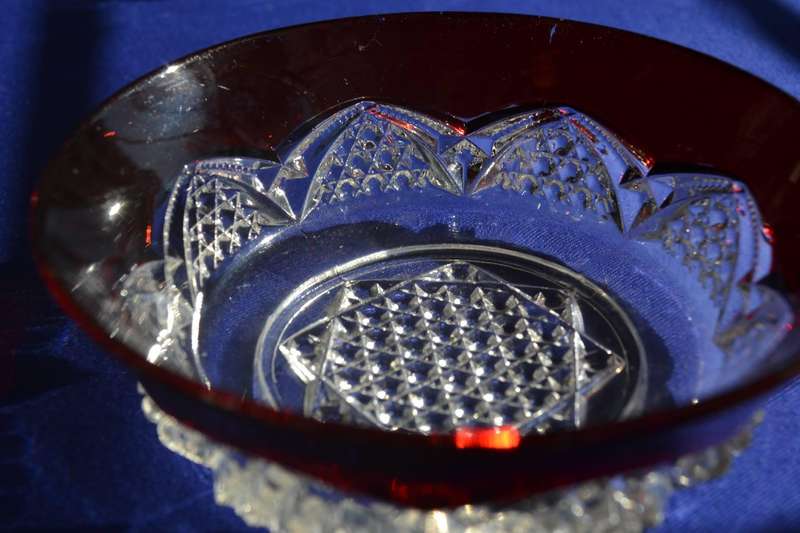 EAPG Antique Ruby Stain Pressed Glass Bowls x 2