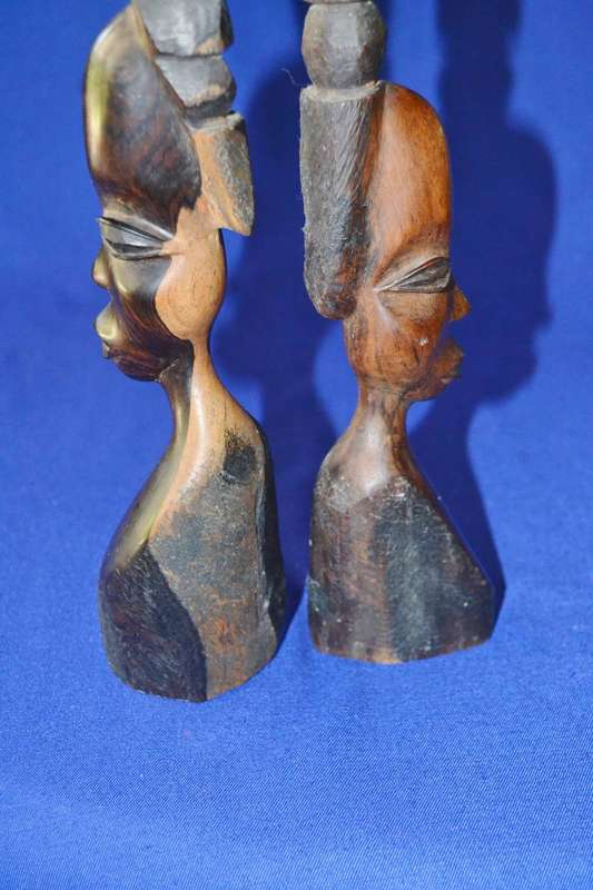 Carved Wooden African busts