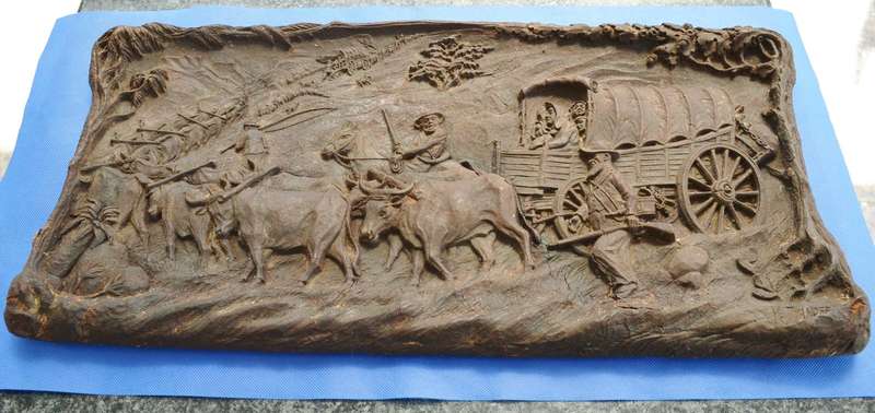 Vintage Syroco  Wood Plaque :Voortrekker Scene" By Victor Ivanhoff