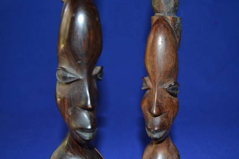Carved Wooden African busts