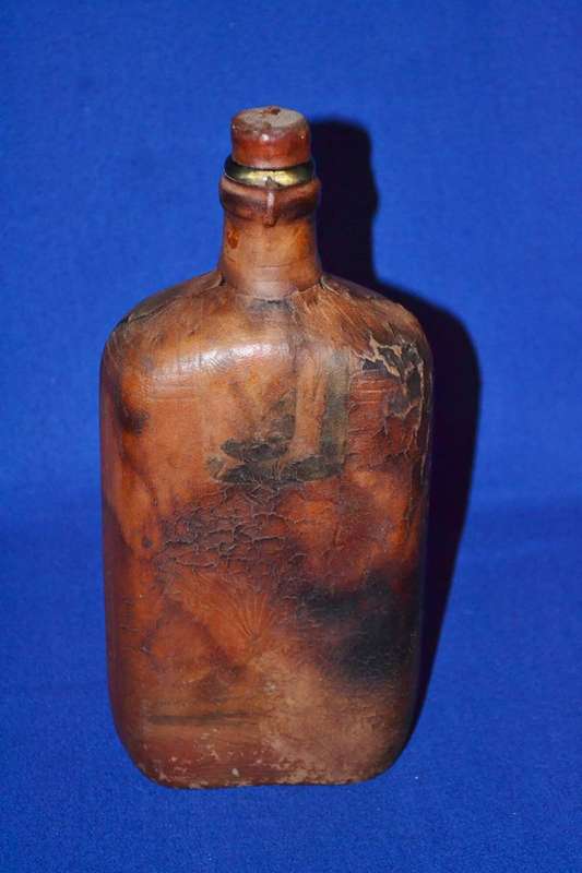 True Vintage Leather wrapped Glass Bottle