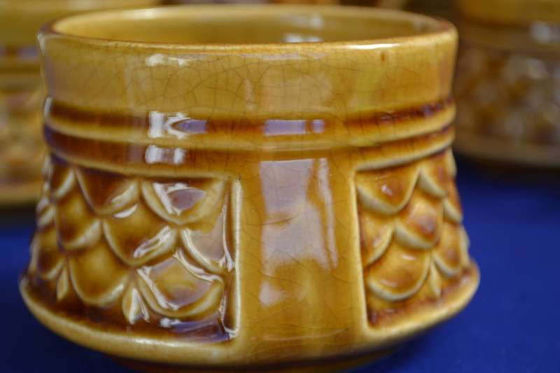 Retro Fish Scale Design Coffee Set c1970 - Japan - 12 Pieces