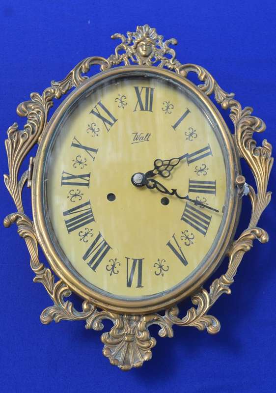 Vintage Ornate "Walt" Brass Wall Clock