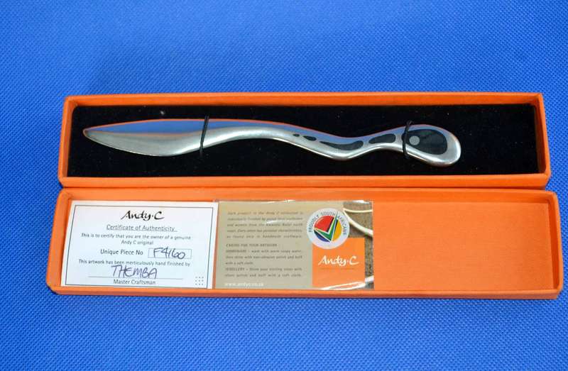 Genuine Andy C Original  Letter Opener in Original Box  with Certificate of authenticity