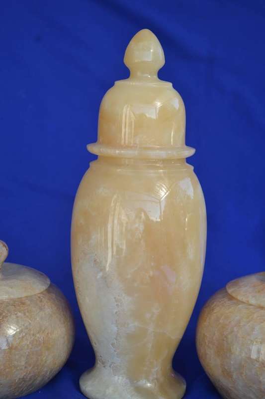 Vintage Three Piece Onyx Jar Set