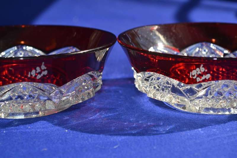 EAPG Antique Ruby Stain Pressed Glass Bowls x 2