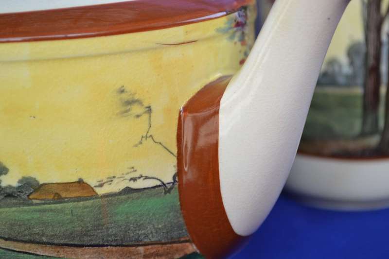 Royal Doulton Antique Tea Pot and Jug Rare Woodland Pattern D4585 c1930,s