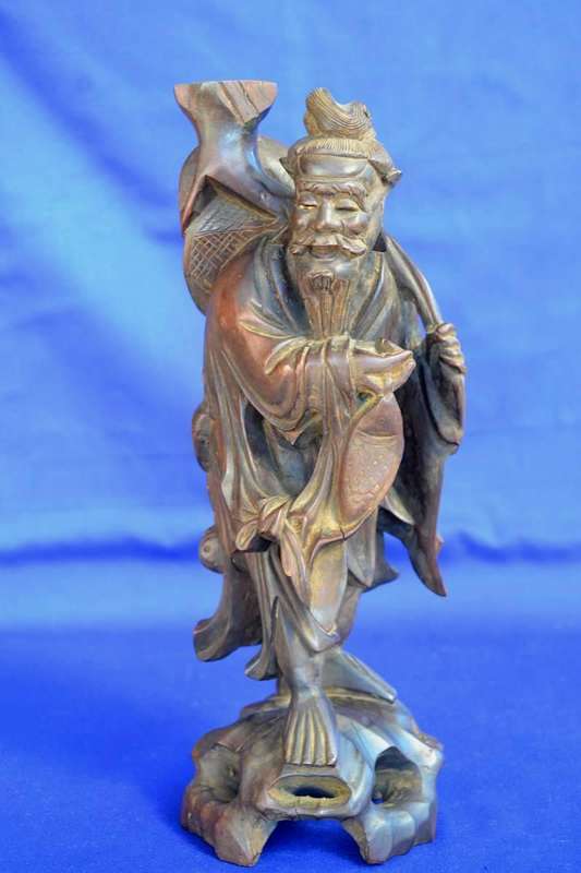 Chinese Hand Carved Wooden Statue - Vintage