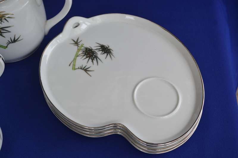 Koshida Japan Vintage Hand Painted Tennis Tea Set  with Geisha Lithophane Image in Cup - 11 Pieces