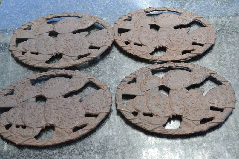 Vintage Cast Iron Trivets x 4
