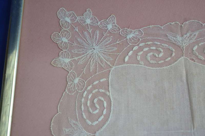 Framed Vintage Lace Handkerchief