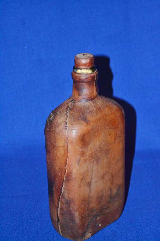 True Vintage Leather wrapped Glass Bottle