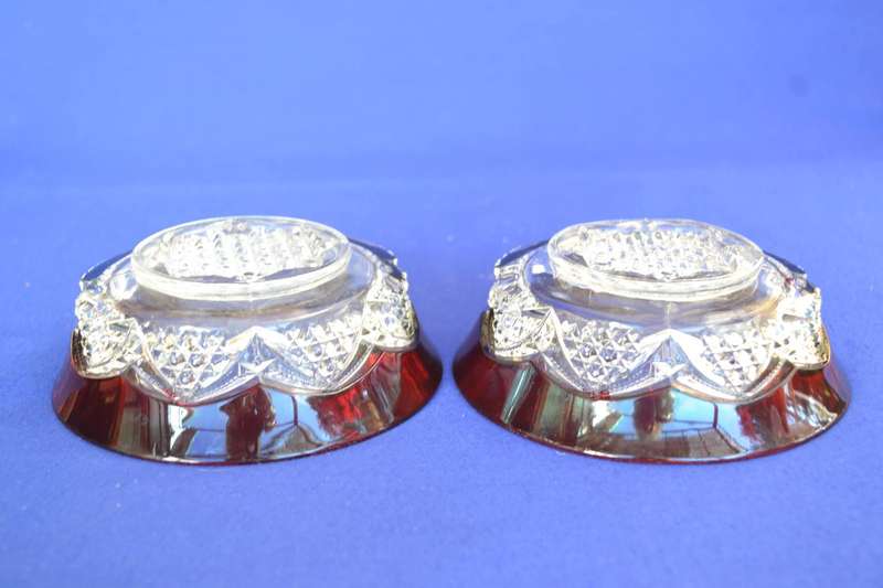 EAPG Antique Ruby Stain Pressed Glass Bowls x 2