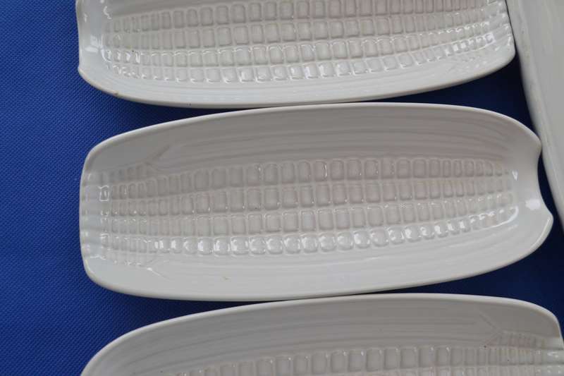 White Porcelain Corn on the Cob Serving Dishes and 3 division Serving Dish