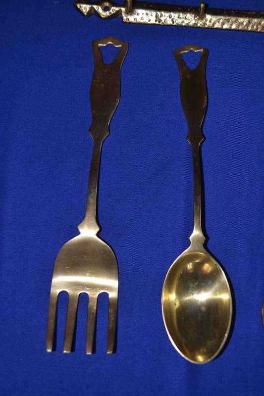 Vintage Brass Utensil Set with Hanger
