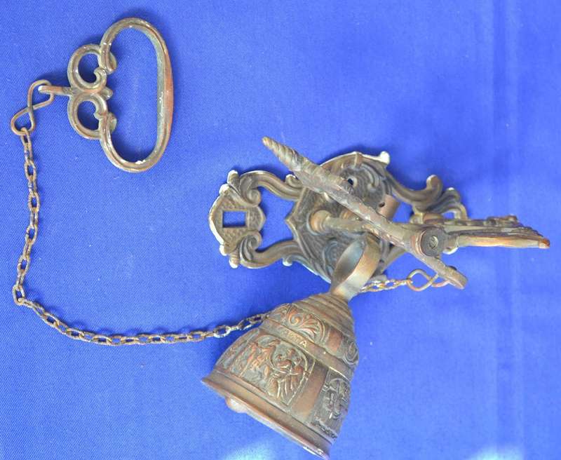 Antique Brass Monastery Door Bell - Wall Hanging with Pull Chain