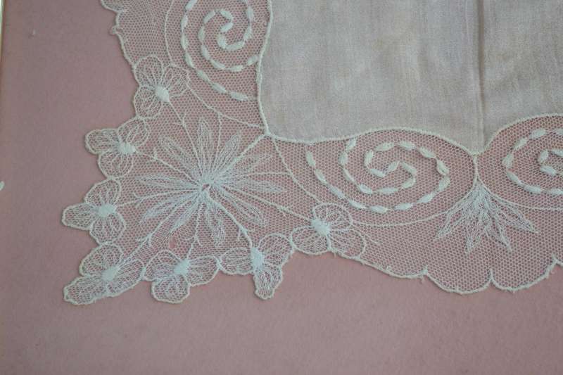 Framed Vintage Lace Handkerchief